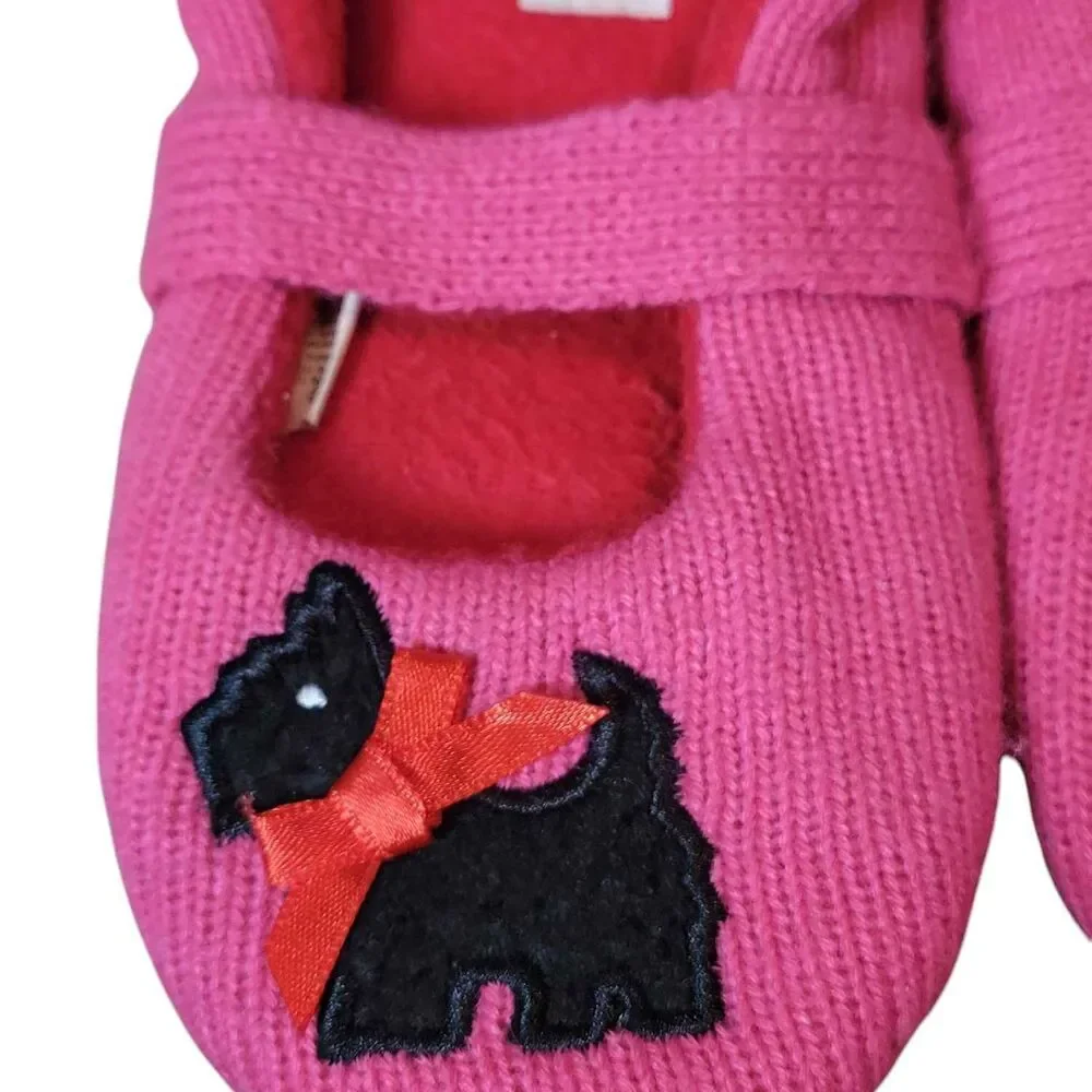 Girls Youth Small/Medium Nick & Nora Mary Jane House Slippers Pink w Scotty Dog